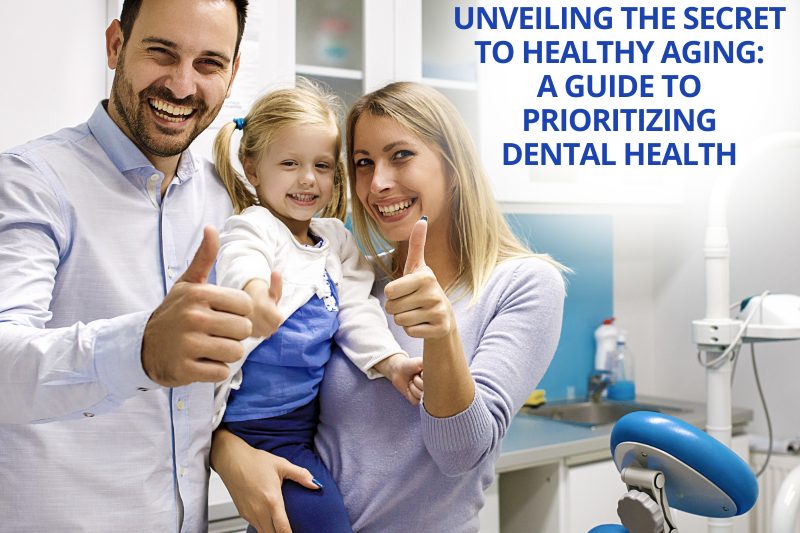 Family smiling in dental clinic, thumbs up.